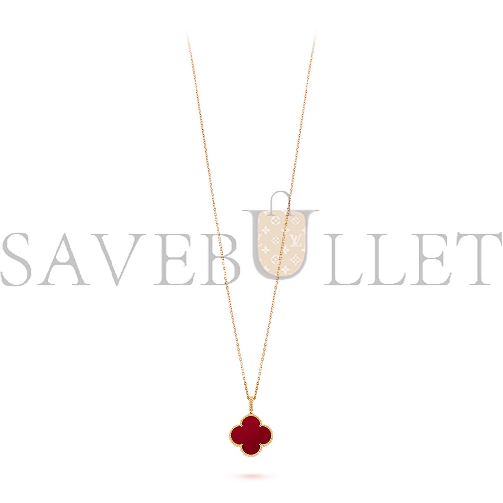 V*n Cl**f & Ar**ls magic alhambra long necklace, 1 motif - yellow gold, carnelian  vcaro49n00